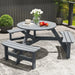 6 Seater Wooden Picnic Table and Bench Set in Grey - Little and Giant Explorers Outsunny