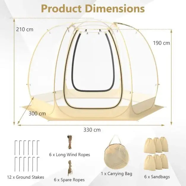 Spacious 6-Sided Pop-Up Bubble Tent (6 - 10 persons) - Little and Giant Explorers Costway