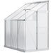 6 x 4ft Lean to Wall Walk-in Garden Greenhouse with Adjustable Roof Vent, Rain Gutter and Sliding Door - Little and Giant Explorers Outsunny