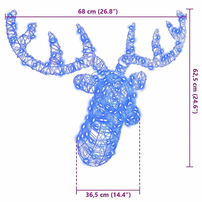60cm Acrylic Reindeer Head – Blue LED Design | Modern Indoor Christmas Decoration VIDAXL - Little and Giant Explorers vidaXL