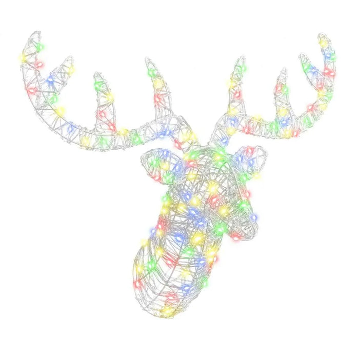 60cm Acrylic Reindeer Head – Multicolour LED Design | Indoor Christmas Decoration VIDAXL - Little and Giant Explorers vidaXL
