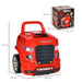 Red kids engine truck toy set with workshop box, dimensions labeled in centimeters