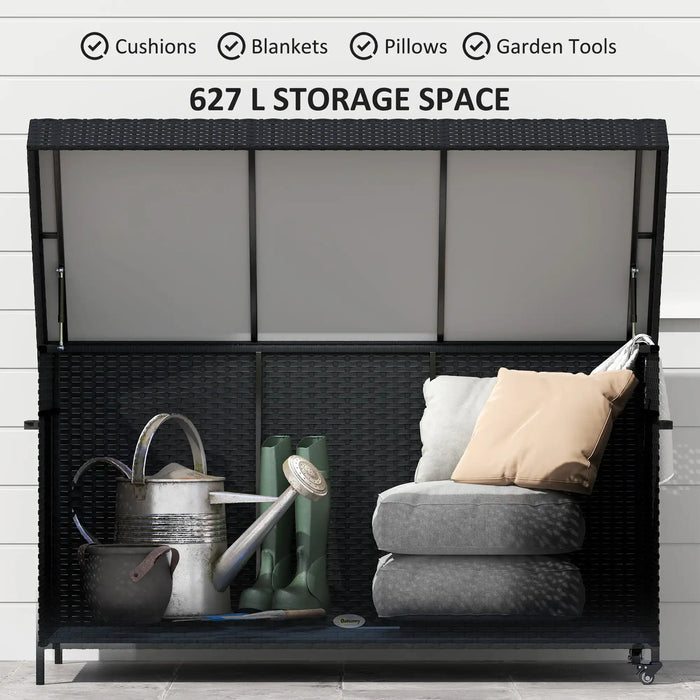 Rattan Storage Box in Black 627 L - Little and Giant Explorers Outsunny