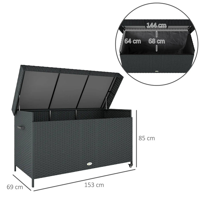 Rattan Storage Box in Black 627 L - Little and Giant Explorers Outsunny