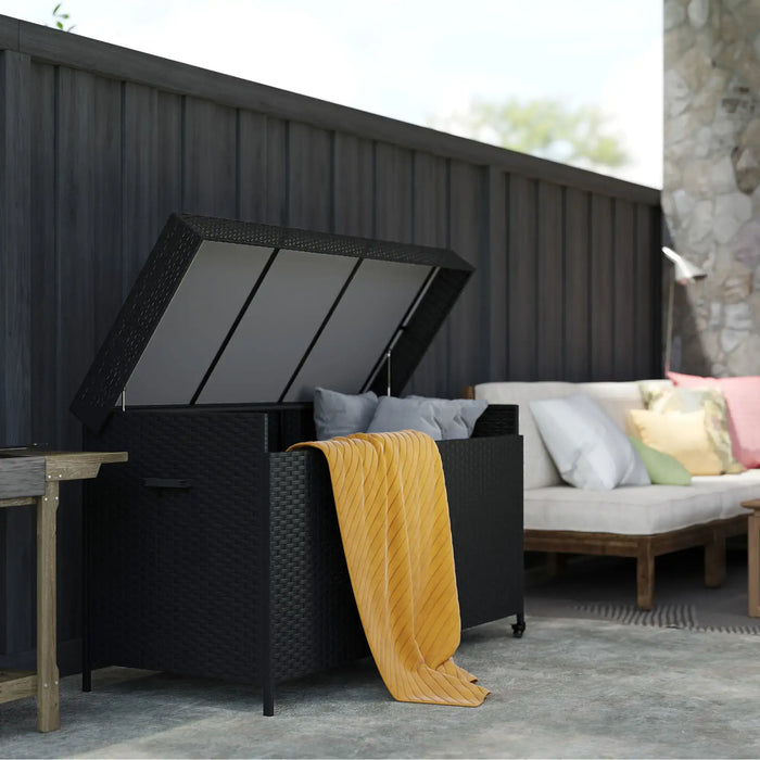 Rattan Storage Box in Black 627 L - Little and Giant Explorers Outsunny