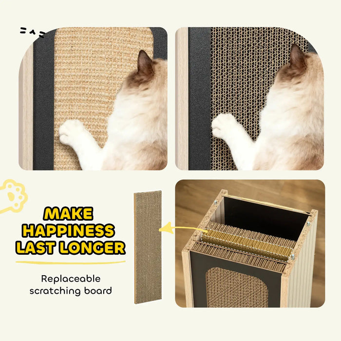 63cm Cat Scratching Post – Tall Dual-Texture Post | Sisal and Corrugated Cardboard PAWHUT - Little and Giant Explorers PawHut