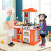 67-Piece Kids Kitchen Play Set - Orange | Lights, Sounds and Steam COSTWAY - Little and Giant Explorers Costway