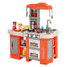 67-Piece Kids Kitchen Play Set - Orange | Lights, Sounds and Steam COSTWAY - Little and Giant Explorers Costway