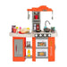 67-Piece Kids Kitchen Play Set - Orange | Lights, Sounds and Steam COSTWAY - Little and Giant Explorers Costway