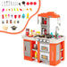 67-Piece Kids Kitchen Play Set - Orange | Lights, Sounds and Steam COSTWAY - Little and Giant Explorers Costway