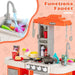 67-Piece Kids Kitchen Play Set - Orange | Lights, Sounds and Steam COSTWAY - Little and Giant Explorers Costway
