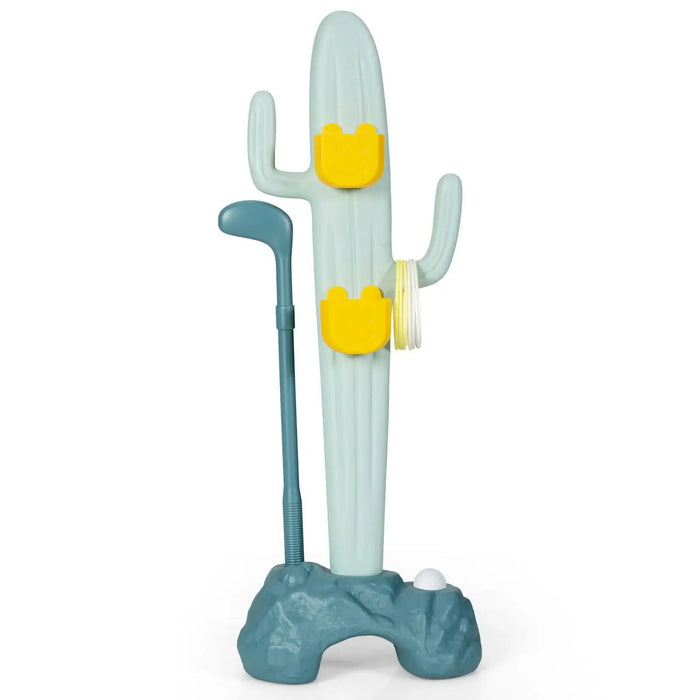 Toy cactus with yellow buttons on a white background