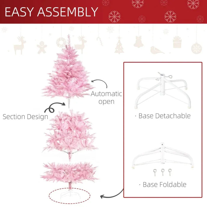 6FT Artificial Christmas Tree in Pink - Little and Giant Explorers HOMCOM