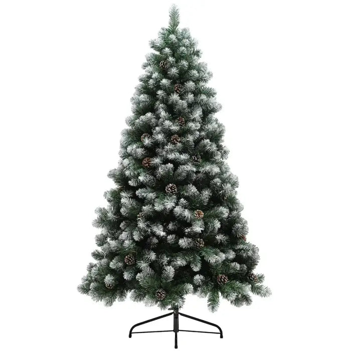 6ft Artificial Christmas Tree | Snow-Dipped Pine with Cones - 774 Tips HOMCOM - Little and Giant Explorers HOMCOM
