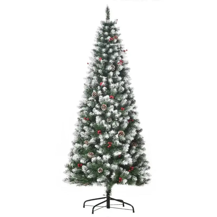 6FT Artificial Pencil Christmas Tree with Red Berries and Pinecones - Little and Giant Explorers HOMCOM