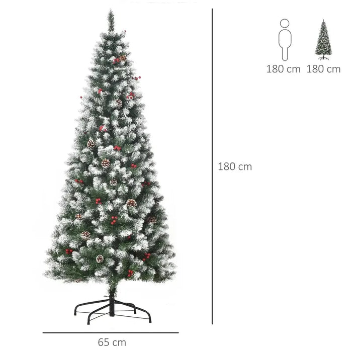 6FT Artificial Pencil Christmas Tree with Red Berries and Pinecones - Little and Giant Explorers HOMCOM