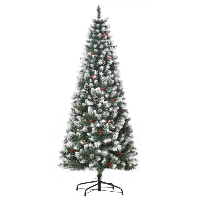 6FT Artificial Pencil Christmas Tree with Red Berries and Pinecones - Little and Giant Explorers HOMCOM