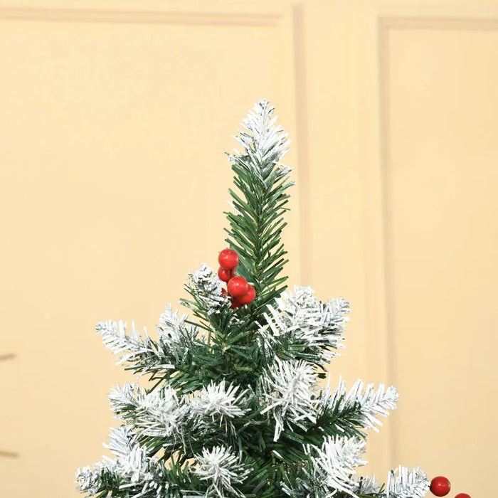 6FT Artificial Pencil Christmas Tree with Red Berries and Pinecones - Little and Giant Explorers HOMCOM