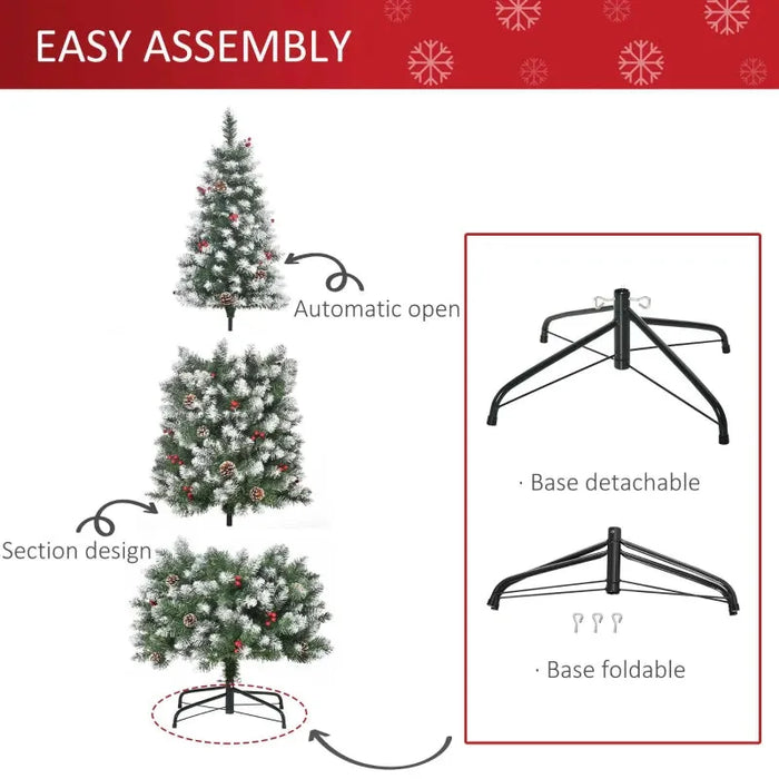 6FT Artificial Pencil Christmas Tree with Red Berries and Pinecones - Little and Giant Explorers HOMCOM