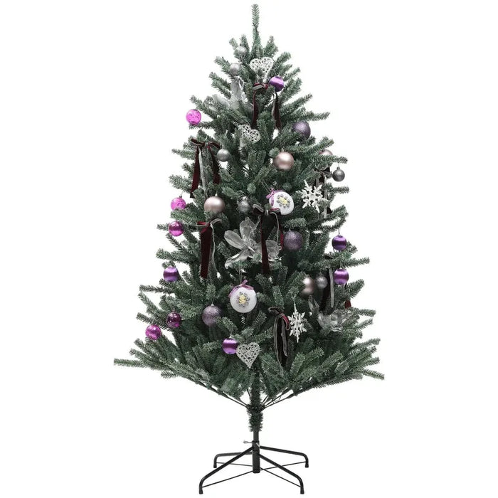 6FT Artificial Pre-Lit Christmas Tree with Purple Ornaments - Little and Giant Explorers HOMCOM