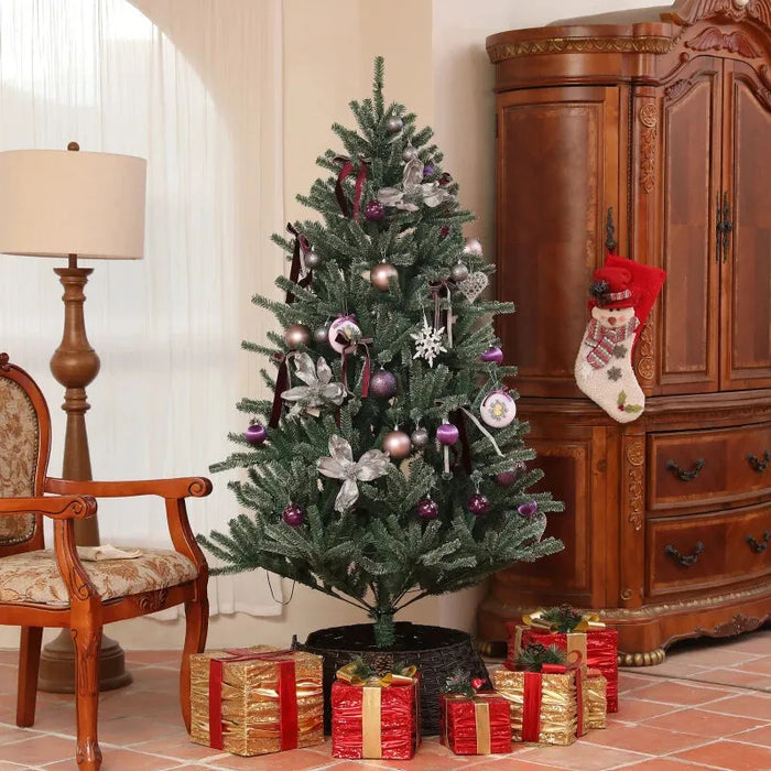 6FT Artificial Pre-Lit Christmas Tree with Purple Ornaments - Little and Giant Explorers HOMCOM