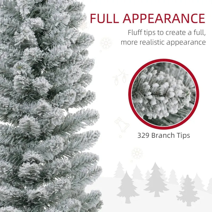 6FT Artificial Snowy Pencil Christmas Tree - Little and Giant Explorers HOMCOM