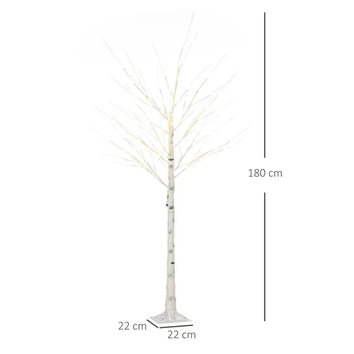 6FT Artificial White Birch Tree with Warm White Pre-Lit LED Light - Little and Giant Explorers HOMCOM