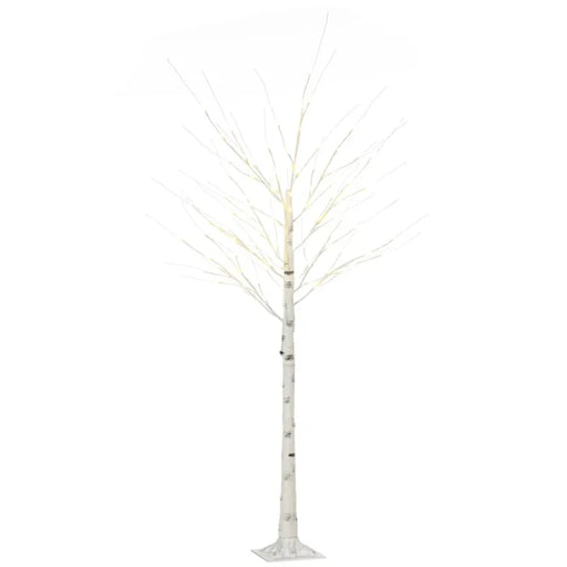 6FT Artificial White Birch Tree with Warm White Pre-Lit LED Light - Little and Giant Explorers HOMCOM