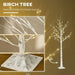 6FT Artificial White Birch Tree with Warm White Pre-Lit LED Light - Little and Giant Explorers HOMCOM