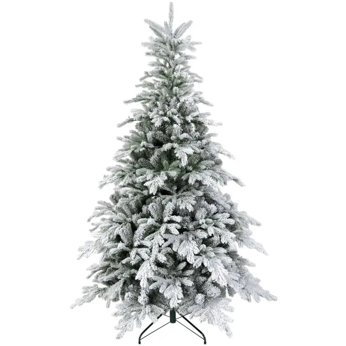 6FT Bushy Snow-Flocked Artificial Christmas Tree with LED Lights - Little and Giant Explorers HOMCOM