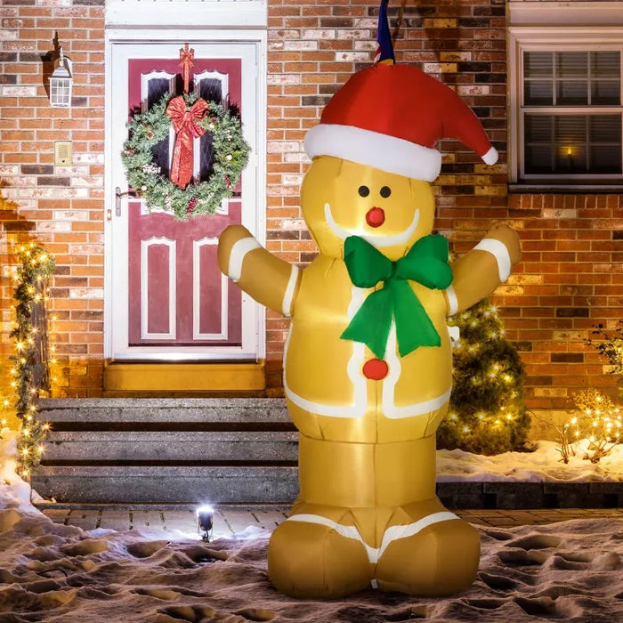 6FT Christmas Inflatable Gingerbread Man with LED Lights - Little and Giant Explorers HOMCOM