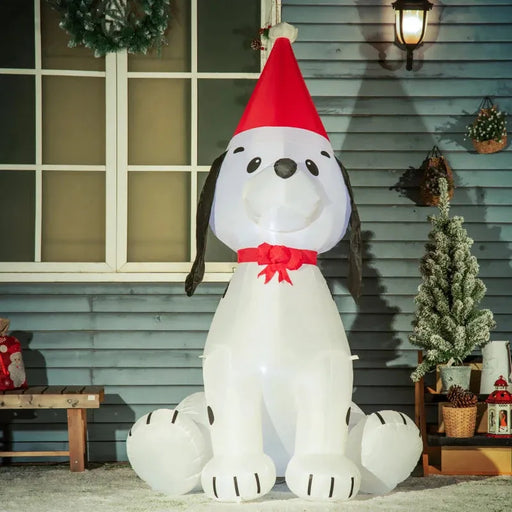 6FT Christmas Inflatable Puppy Dog Wearing Santa Hat - Little and Giant Explorers HOMCOM