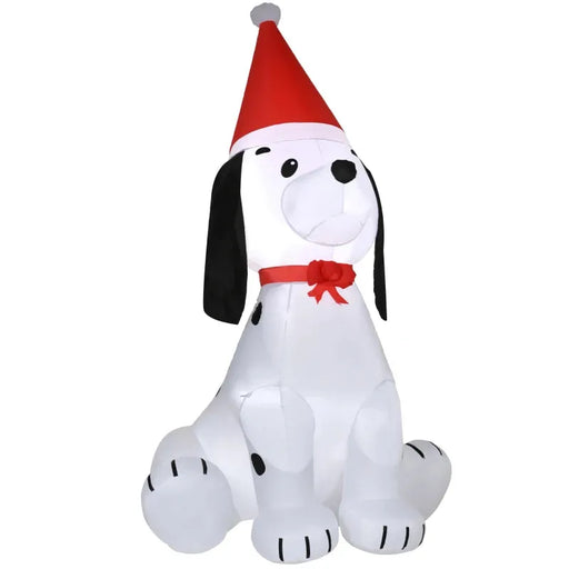 6FT Christmas Inflatable Puppy Dog Wearing Santa Hat - Little and Giant Explorers HOMCOM