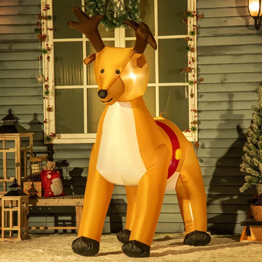 6FT Christmas Inflatable Reindeer with LED Lights - Little and Giant Explorers HOMCOM