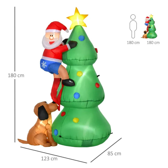 6FT Christmas Inflatable Tree with Santa Claus and Dog - Little and Giant Explorers HOMCOM