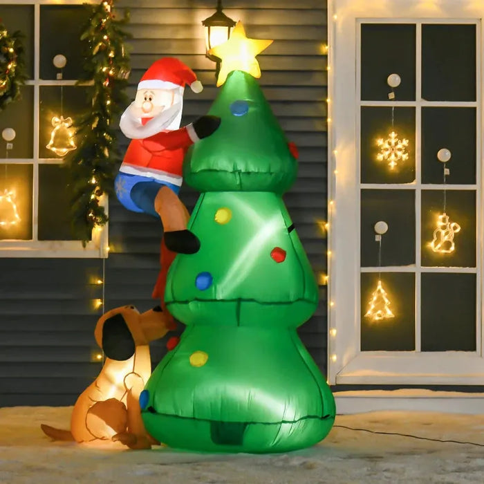 6FT Christmas Inflatable Tree with Santa Claus and Dog - Little and Giant Explorers HOMCOM