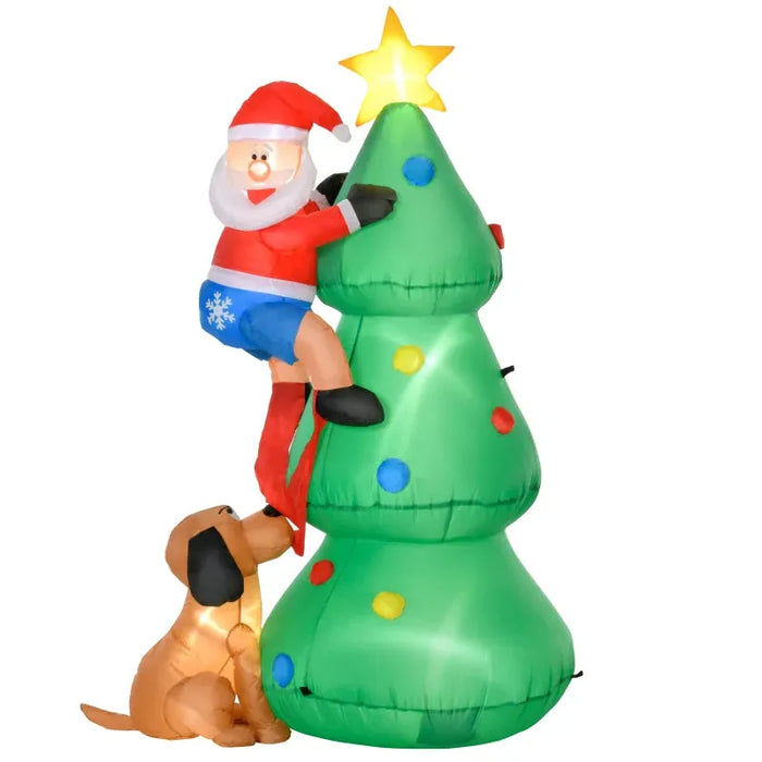 6FT Christmas Inflatable Tree with Santa Claus and Dog - Little and Giant Explorers HOMCOM