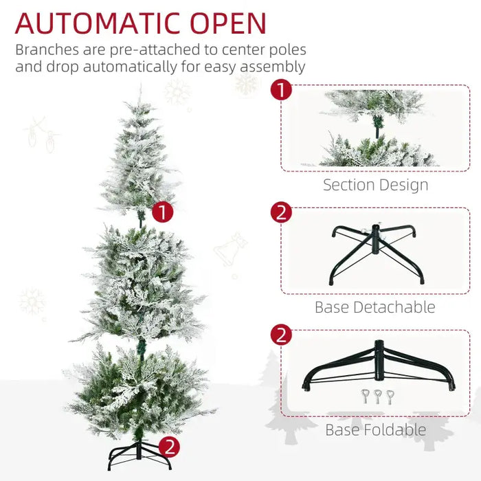 6ft / 7ft / 7.5ft Frosted Tip Artificial Christmas Tree | Bare Snow-Dusted Winter Design HOMCOM - Little and Giant Explorers HOMCOM