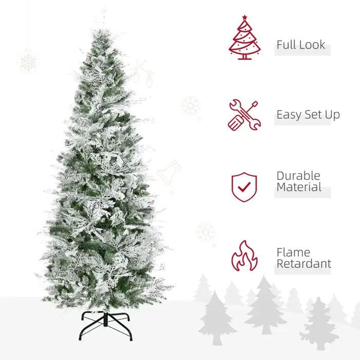 6ft / 7ft / 7.5ft Frosted Tip Artificial Christmas Tree | Bare Snow-Dusted Winter Design HOMCOM - Little and Giant Explorers HOMCOM