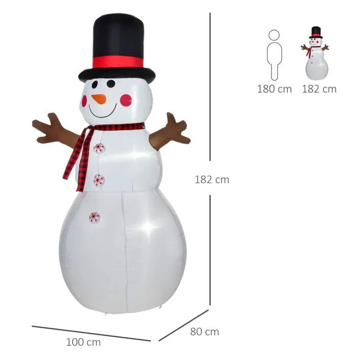 6FT Giant Inflatable Snowman with LED Lights - Little and Giant Explorers HOMCOM