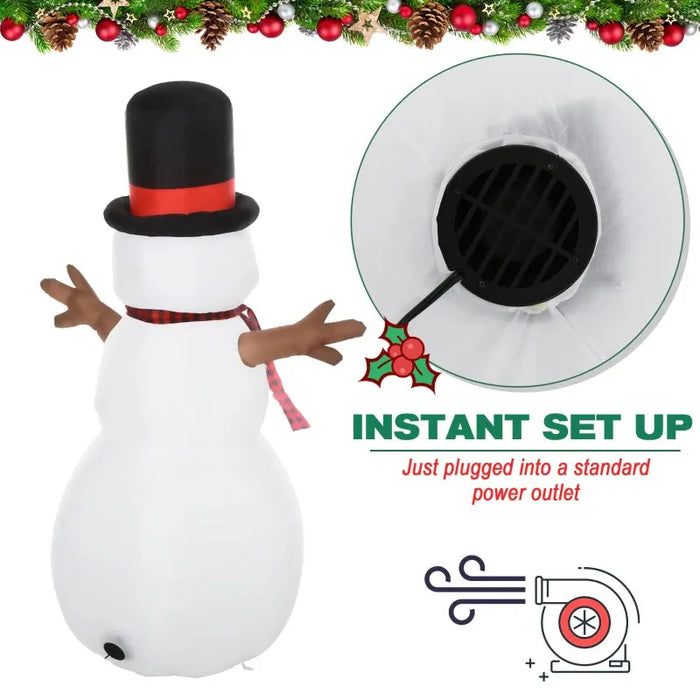 6FT Giant Inflatable Snowman with LED Lights - Little and Giant Explorers HOMCOM