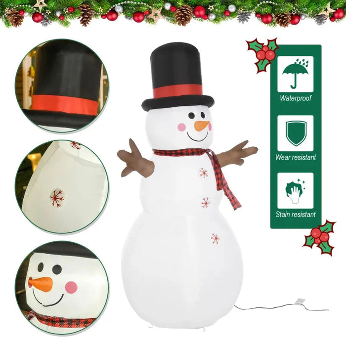 6FT Giant Inflatable Snowman with LED Lights - Little and Giant Explorers HOMCOM