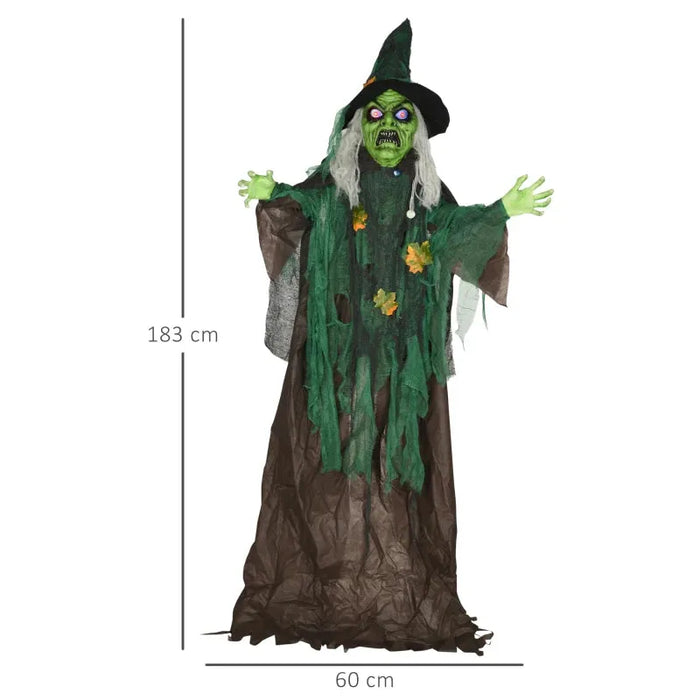 6FT Halloween Witch Decoration with Sound Activation and Light Up Eyes - Little and Giant Explorers HOMCOM