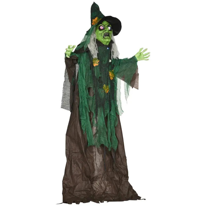 6FT Halloween Witch Decoration with Sound Activation and Light Up Eyes - Little and Giant Explorers HOMCOM