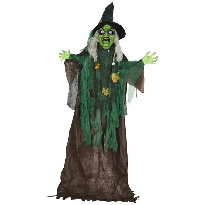 6FT Halloween Witch Decoration with Sound Activation and Light Up Eyes - Little and Giant Explorers HOMCOM