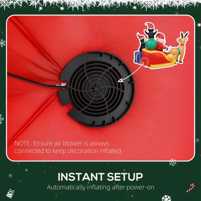 6ft Inflatable Santa Sleigh with Reindeer and Penguin | LEDs and Blower OUTSUNNY - Little and Giant Explorers Outsunny