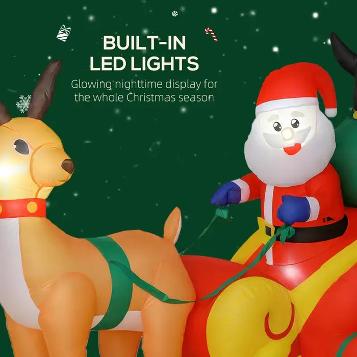 6ft Inflatable Santa Sleigh with Reindeer and Penguin | LEDs and Blower OUTSUNNY - Little and Giant Explorers Outsunny