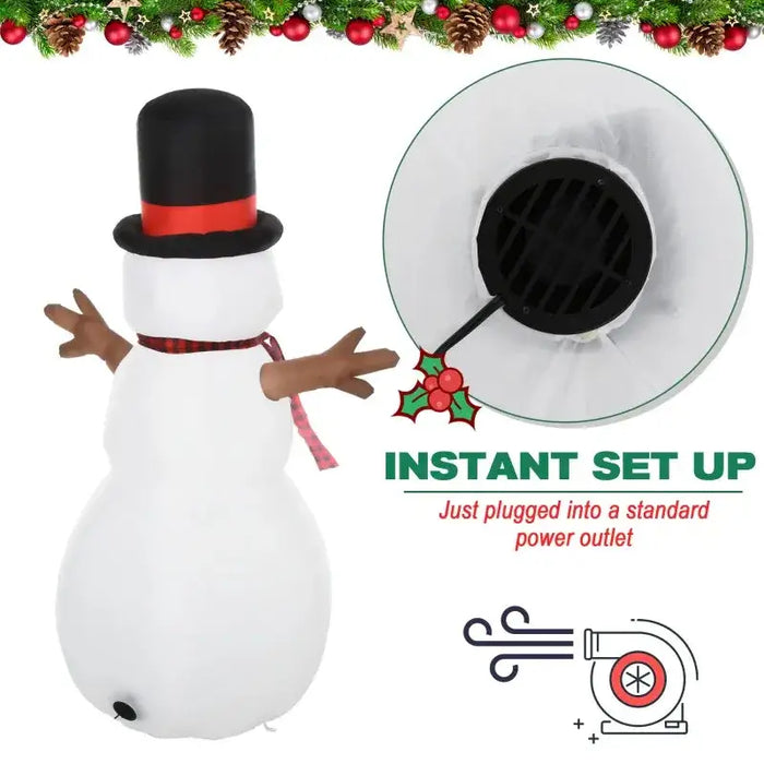 6FT Giant Inflatable Snowman with LED Lights - Little and Giant Explorers HOMCOM