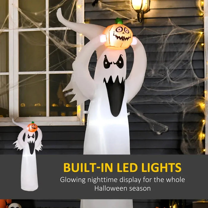 6FT LED Halloween Inflatable Ghost with Pumpkin - Little and Giant Explorers HOMCOM