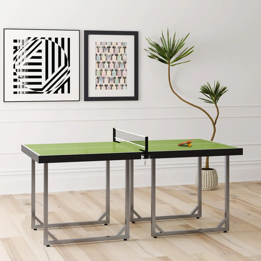 6FT Mini Table Tennis Table | Split Table Functionality for Compact Space Entertainment - Little and Giant Explorers HOMCOM